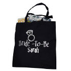 Bride-To-Be Personalized Black Canvas Tote Bag
